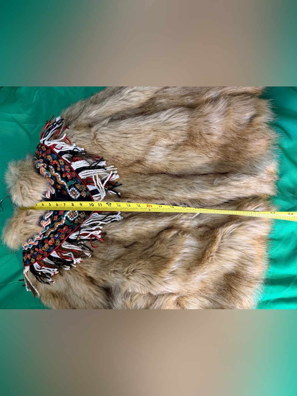 Zara Beige Faux-Fur Jacket with Embroidered Fringe Yoke - Picture 3 of 9